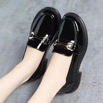Рабочие кожаные туфли женские весна 2025 новые туфли из мягкой кожи мягкая подошва удобные лакированные мокасины для женщин среднего возраста 35 хаки