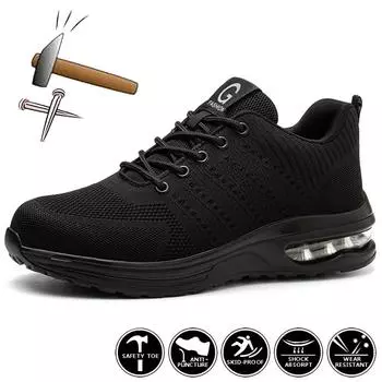 Рабочие кроссовки на воздушной подушке, мужская и женская защитная обувь, дышащая легкая рабочая обувь, мужская обувь со стальным носком, защитные ботинки с защитой от повреждений 36