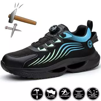 Рабочие кроссовки с вращающимися пуговицами, мужские дышащие защитные туфли, защитная рабочая обувь с защитой от повреждений, мужские и женские защитные кроссовки, легкие 37