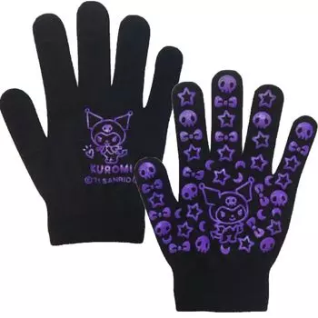 Рабочие перчатки для женщин и симпатичные, сделаны в работе, сделаны в легком для детей, нескользящие, персонажи, Sanrio, Япония, перчатки, Япония, подходят, Kuromi, фиолетовые, черные.