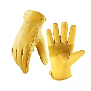 Рабочие перчатки из кожи Flex Grip, растягивающееся запястье, прочная воловья кожа, рабочие перчатки, устойчивая трикотажная подкладка на запястье, защитные принадлежности M