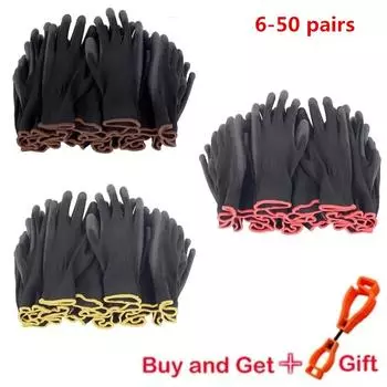 Рабочие перчатки с нитриловым покрытием, защитные перчатки с полиуретановым покрытием и покрытием ладони подходят для строительных и ремонтных работ. L