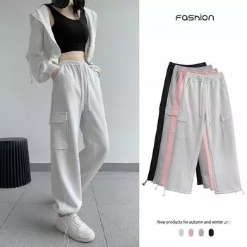 Рабочие прямые брюки-карго женские американские повседневные спортивные брюки новые широкие брюки с высокой талией для похудения S