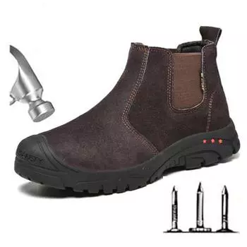 Рабочие защитные ботинки, неразрушаемая защитная обувь, мужская рабочая обувь с защитой от проколов, ботинки «Челси», зимняя обувь H673 36 верблюд