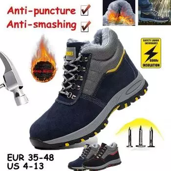 Рабочие защитные ботинки Защитная обувь с защитой от разбивания Мужские ботинки Наружная нескользящая защитная обувь 36 чёрный/красный