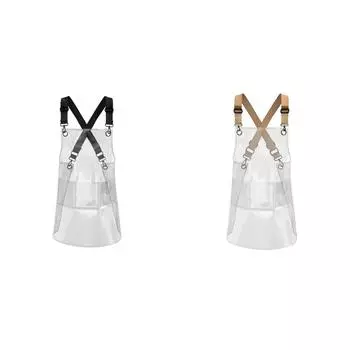 Рабочий фартук, прозрачный фартук для кухни, парикмахерской, парикмахера (Черная Лента) Жарко