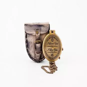 Рабочий компас из латуни 5,08 см с кожаным чехлом, подарок для него, морской коллекционный предмет, инструмент для приключений, лучший подарок для мужа