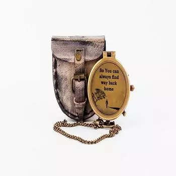 Рабочий компас из латуни 5,08 см с кожаным чехлом, подарок для него, морской коллекционный предмет, инструмент для приключений, чтобы вы всегда могли его найти
