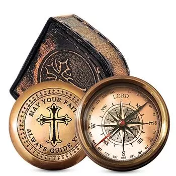 Рабочий компас, латунный компас, персонализированное ожерелье, подарок жениху, подарок на годовщину, подарок на день рождения, подарок шаферу S коричневый