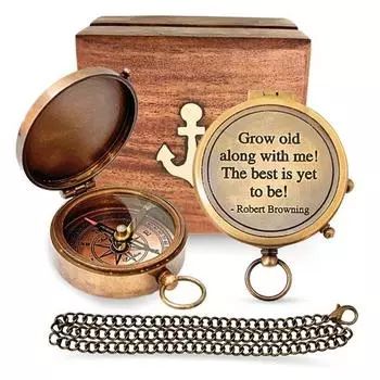 Рабочий компас с гравировкой 6,35 см в деревянной коробке, подарок мужчине на годовщину, подарки папе на день рождения, старение