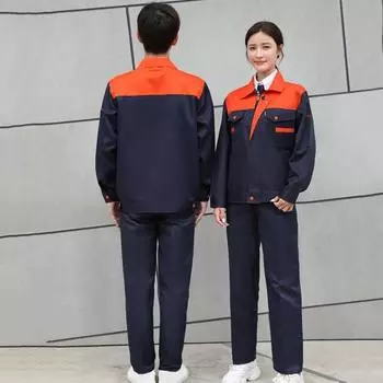 Рабочий костюм для мужчин и женщин, износостойкая рабочая одежда, воротник-стойка с лацканами, застежка-молния, длинные рукава, брюки, комплект рабочей униформы для ремонтников M серый