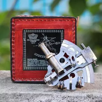 Рабочий секстант из латуни 12,7 см, морской навигационный инструмент с кожаным футляром, астролябия, судовой инструмент