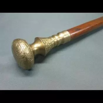Рабочий стиль Ручка СТАРАЯ ЛАТУННАЯ ГОЛОВКА Стиль Деревянная ручка Трость для ходьбы