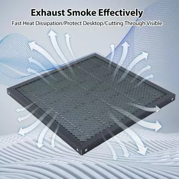 Рабочий стол с лазерной сотовой структурой для лазерной гравировальной машины CO2, режущая машина с ЧПУ, кровать из сотовой структуры 400x400 мм чёрный