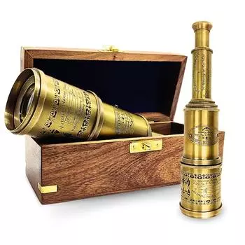 Рабочий телескоп ручной работы, рождественский подарок, пиратская подзорная труба, пиратский телескоп, подарок для любителей катания на лодке, подарок на выпускной, подарок на годовщину M коричневый