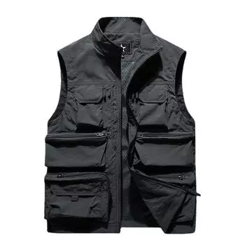 Рабочий жилет мужской тонкий многокарманный тактический жилет куртка для рыбалки 6XL