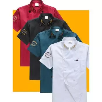 Работа повара общественного питания Мужская одежда с короткими рукавами Гостиничный ресторан Столовая Выпечка Кондитерская Кухня Шеф-повар Одежда M