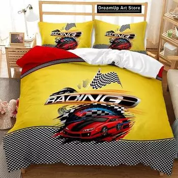 Race Car Extreme Sports Cool Car Sports Bedding Set Boys Girls Twin Queen Full Size Duvet Cover Pillowcase Bed Adult Bedroom EU Single 90x200cm