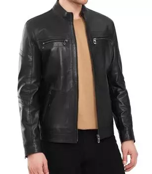 Racer Zipper Leather Genuine Black Causal Men s Jacket Handmade Lambskin Biker Stylish S чёрный