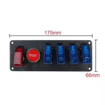 Racing Car Engine Switch 4 Blue & 1 Red Start On/Off Push Set Kit 12V Auto LED Toggle Ignition Switch Panel синий
