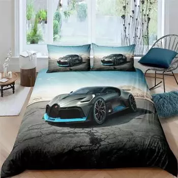 Racing Car Printed Duvet Cover With Pillowcase Bedding Set Single Double Twin Full Queen King Size Bed Set For Bedroom Decor EU single(135x200cm)&set