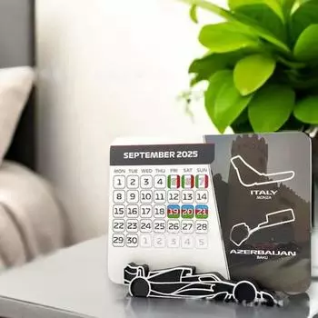 Racing Guide Calendar with Holder Stand 2025 Desk Calendar with Event Dates Office Desk Calendar for Planning Scheduling