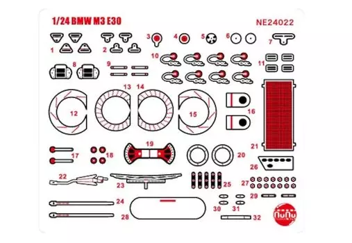 Racing Series BMW M3 E30 1990 Inter TEC Class Winner in Fuji Speedway Detail Up Parts Plastic Model Parts NE24022 Platz/NuNu 1/24 Gr.A