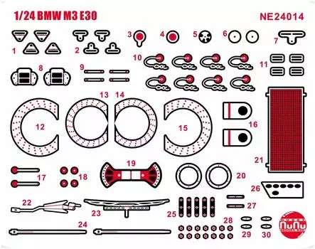 Racing Series BMW M3 E30 Detail Up Parts Plastic Model Parts NE24014 Platz/NuNu 1/24