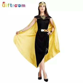 Radiant Pharaoh Egyptian Queen Dress With Beautiful Golden Cape For Gender Neutral Wear Costume 140