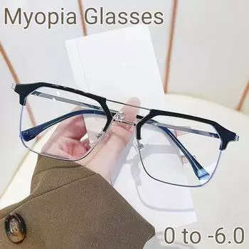 Очки для близорукости, устойчивые к радиации, роскошные очки для близорукости в квадратной оправе, офисные очки для женщин и мужчин, анти-синий свет, очки для близорукости 0