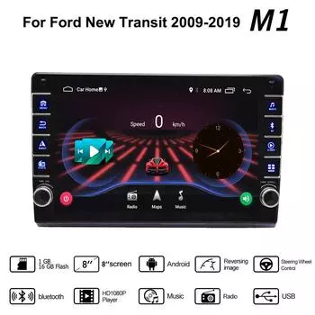 Радио 2 Din Android автомобильный GPS-навигатор для Ford New Transit 2009-2019 с кнопочной ручкой мультимедийный плеер стерео аудио авто 1 + 16 ГБ 1+16GB