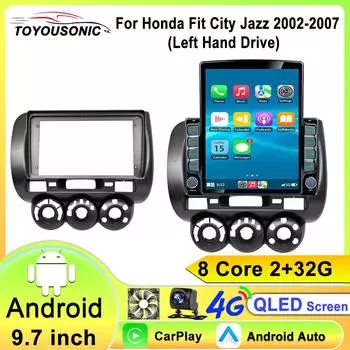 Радио 4G DSP сабвуфер Carplay Android Auto 2Din Android для Honda Fit Jazz City 2002 2003 2004 2005 2006 2007 Авторадио Радио 8 core 2GB+32GB