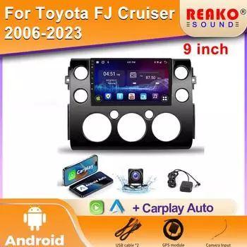 Радио Android для Toyota FJ Cruiser J15 2006-2020 Автомобильное головное устройство Мультимедиа Carplay Auto Wireless GPS BT Навигация 4G DVD 2din 4 core 1GB+32GB carplay
