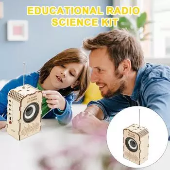 Радио FM Yousheng STEM Science Kit Kids Деревянный 3D-пазл Электронный радиоприемник DIY Образовательные научные эксперименты Проекты Ремесла Строительная игрушка Vertical payment