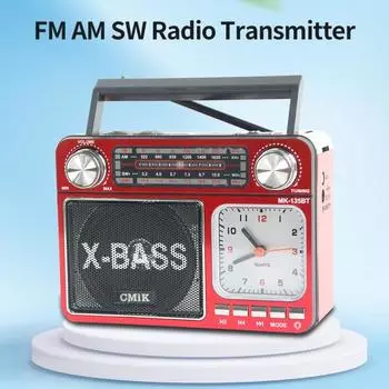 Радио многоцелевой стереозвуковой эффект портативный полнодиапазонный USB FM AM SW радиопередатчик для дома красный