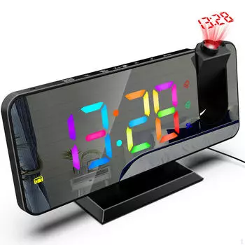 Радиобудильник с цветным ночником для декора спальни чёрный