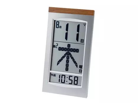 Радиочасы ADESSO Mega с указанием дня недели, можно использовать как электронные, не для наклейки, серебристые (Адессо) календарь, цифровой, часы, вкл/выкл,