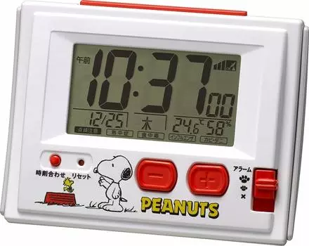 Радиочасы-будильник RHYTHM Snoopy с температурой и гигрометром R126 белые 108X81X46 мм 8RZ126RH03 белый