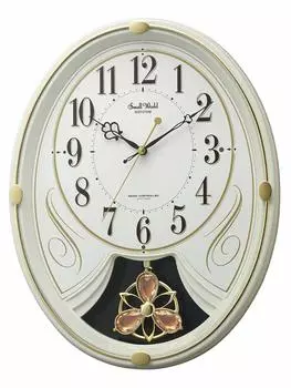 Радиочасы RHYTHM настенные часы 6 песен Melody World Lily 4MN554RH10 Small N белый