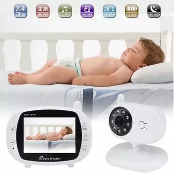 Радионяня, радионяня, беспроводной 3,5-дюймовый ЖК-экран, аудио-видео радионяня, портативная камера, цветной ЖК-монитор ночного видения с высоким разрешением US Plug