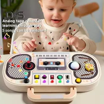 Радиопереключатель, игровая доска, светодиодная подсветка, деревянная доска для переключателей, игрушка, портативная, для путешествий, для развития мелкой моторики, для детей, для обучения, для занятий, игровая доска