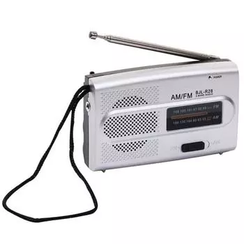 Радиоприемник с питанием от батареи, карманный размер, ретро-радио, профессиональное AM/FM-радио серый