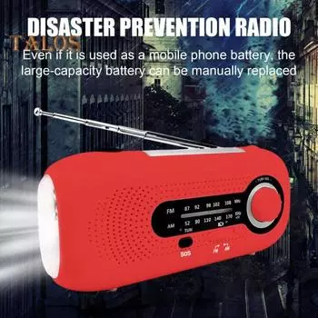 Радиоприемник с ручным управлением и светодиодным фонариком, компактный портативный многофункциональный аварийный AM/FM-радиоприемник с питанием от аккумулятора US Plug зелёный