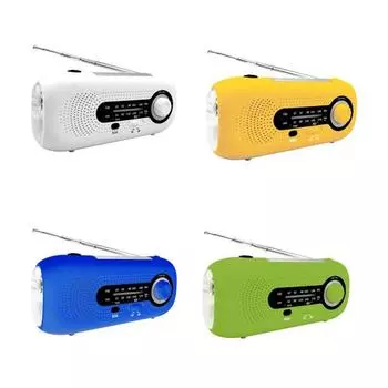 Радиоприемник Yousheng на солнечных батареях с ручным приводом и светодиодной подсветкой, компактный размер, портативный, перезаряжаемый, многофункциональный, аварийный радиоприемник JP Plug жёлтый