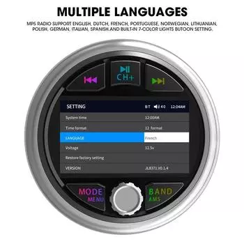 Радиостанция для катера MP5, морской стереоисточник, медиаплеер, AM, FM, RDS, приемник, воспроизведение видео MP3, MP4, Bluetooth, AUX для квадроцикла UTV SPA RZR 8371 серый