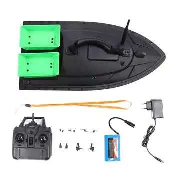 Радиоуправляемая лодка для ловли приманки на расстоянии 500 м, электрическая рыболовная лодка с дистанционным управлением и контейнерами для приманки весом 1,5 кг EU Plug флуоресцентный зеленый