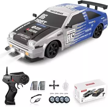 Радиоуправляемая машина для дрифта 1/16, 2,4 ГГц 1:16 4WD высокоскоростных автомобилей с дистанционным управлением, со светодиодными фонарями, двумя батареями и шинами для дрифтинга, гоночные машинки, игрушечные машинки