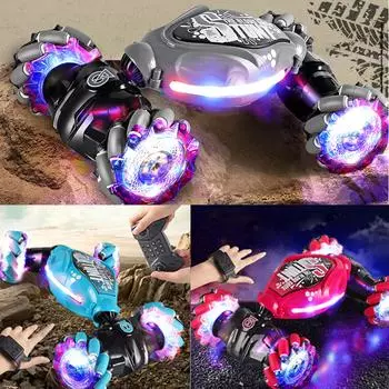 Радиоуправляемая трюковая машина с датчиком жестов 2023 года и легкой музыкой - новая версия автомобиля с датчиком жестов с дистанционным управлением, внедорожник с вращением на 360°, радиоуправляемая трюковая машина с частотой 2,4 ГГц One Size горячий ро