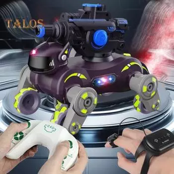 Радиоуправляемая трюковая механическая собака-машинка со светомузыкой, водяными бомбами, шутер, 8 колес, робот-собака, обучающая детская интерактивная электрическая машина с частотой 2,4 ГГц зелёный