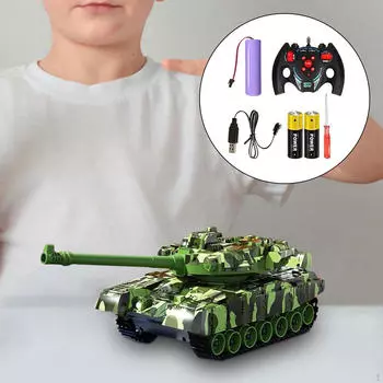 Радиоуправляемый боевой танк, игрушки, вращающиеся на 360 °, со звуком и подсветкой, пульт дистанционного управления для детей серый